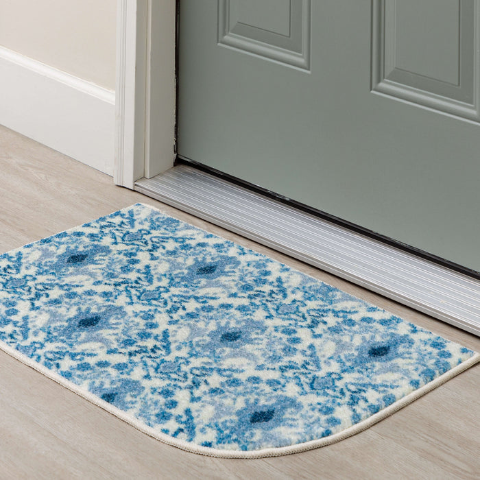 Damask Tile Blue and White Accent Rug