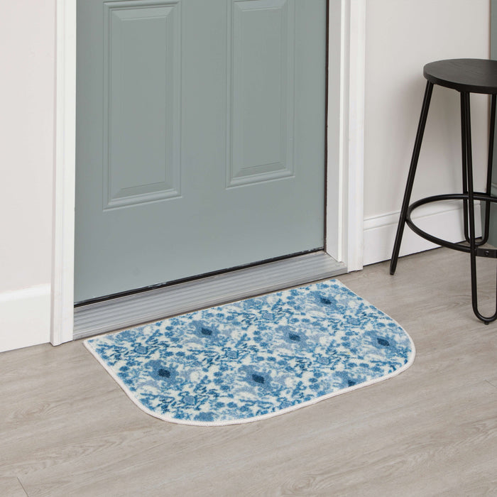 Damask Tile Blue and White Accent Rug