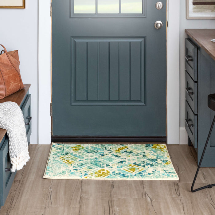 Technicolor Eden Blue Area Rug