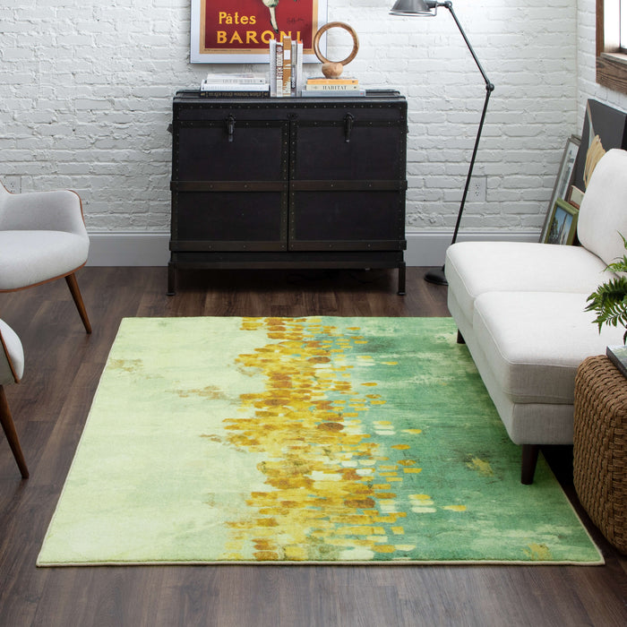 Technicolor Chasm Orange & Blue Area Rug