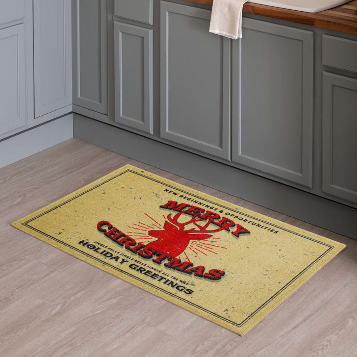 Christmas Deer Beige Accent Rug