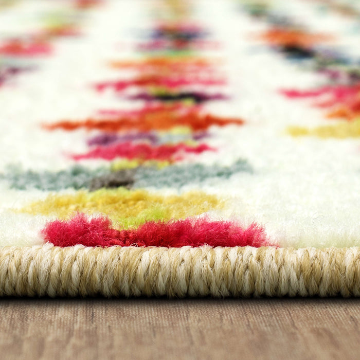 Acropolis Seurat White & Red Area Rug