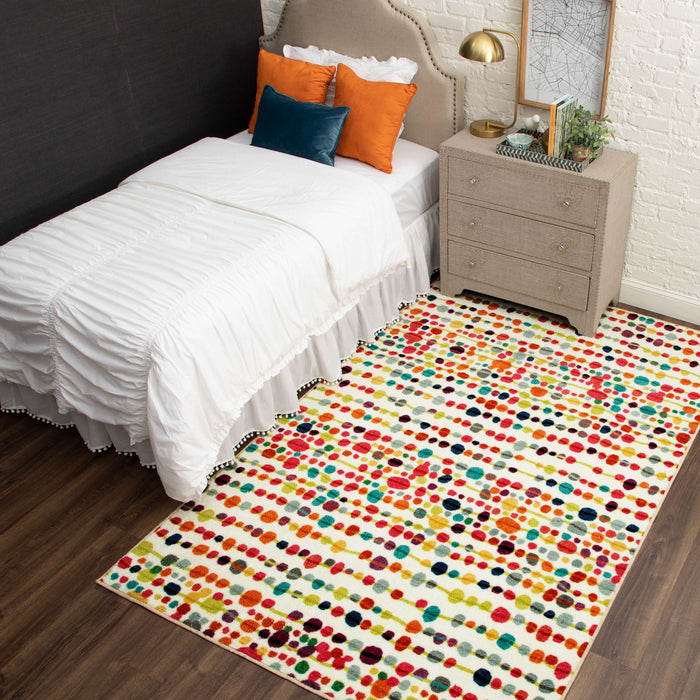 Acropolis Seurat White & Red Area Rug