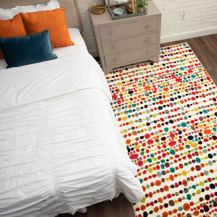 Acropolis Seurat White & Red Area Rug