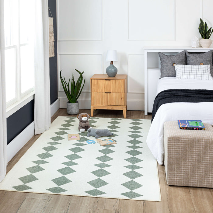 Technicolor Linear Diamonds Cream Area Rug