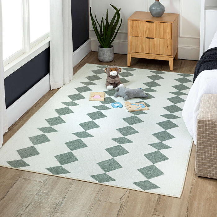 Technicolor Linear Diamonds Cream Area Rug