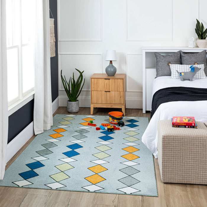 Technicolor Linear Diamonds Royal Area Rug
