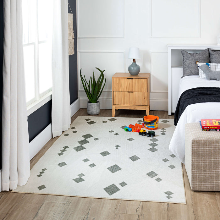 Technicolor Diamond Cream Area Rug