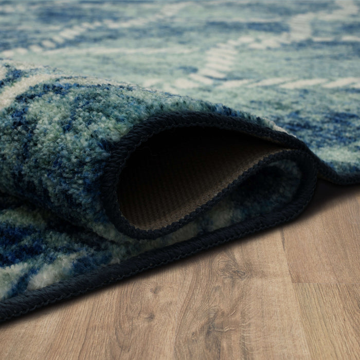 Lattice Rope Aqua Area Rug