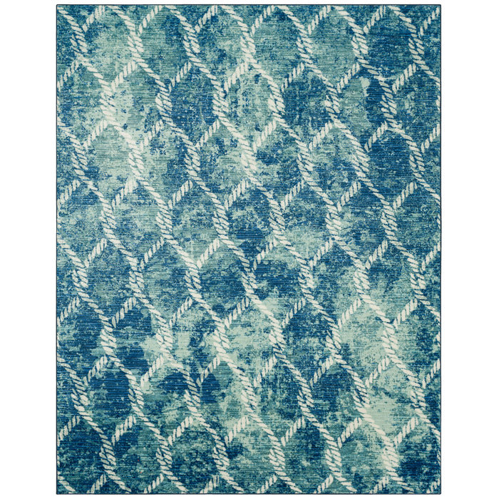 Lattice Rope Aqua Area Rug