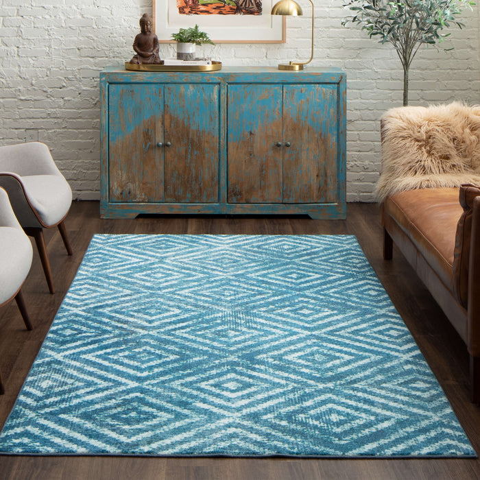 Technicolor Antique Blue Area Rug