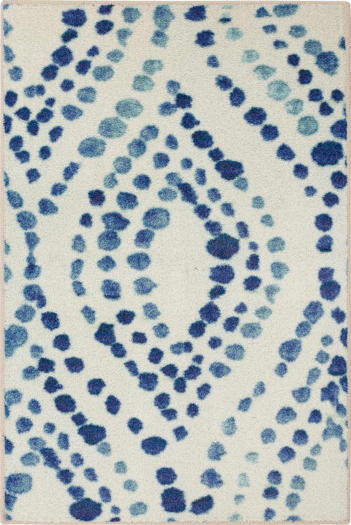Technicolor Ogee Pop White & Blue Area Rug
