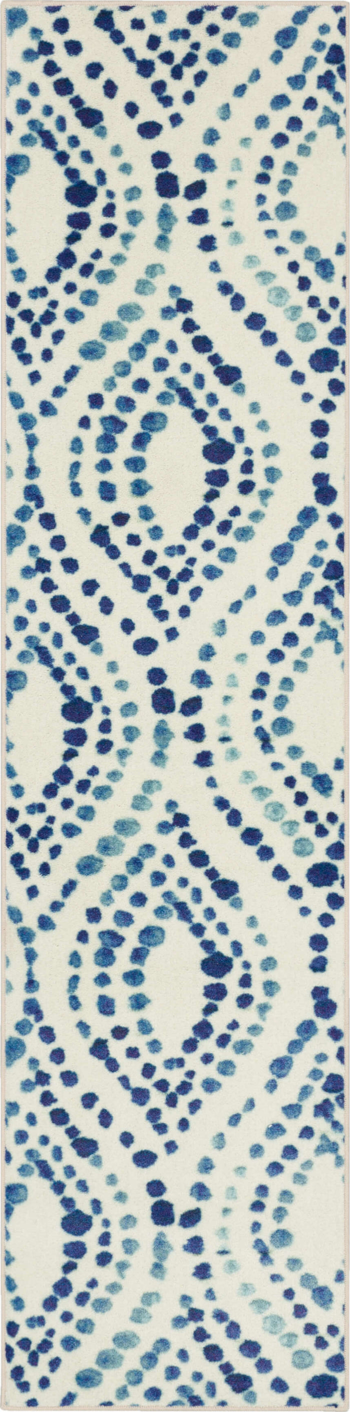 Technicolor Ogee Pop White & Blue Area Rug