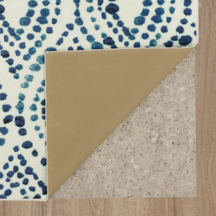 Technicolor Ogee Pop White & Blue Area Rug