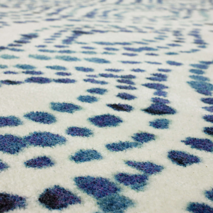 Technicolor Ogee Pop White & Blue Area Rug