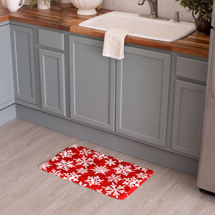 Snowflakes Red Mat
