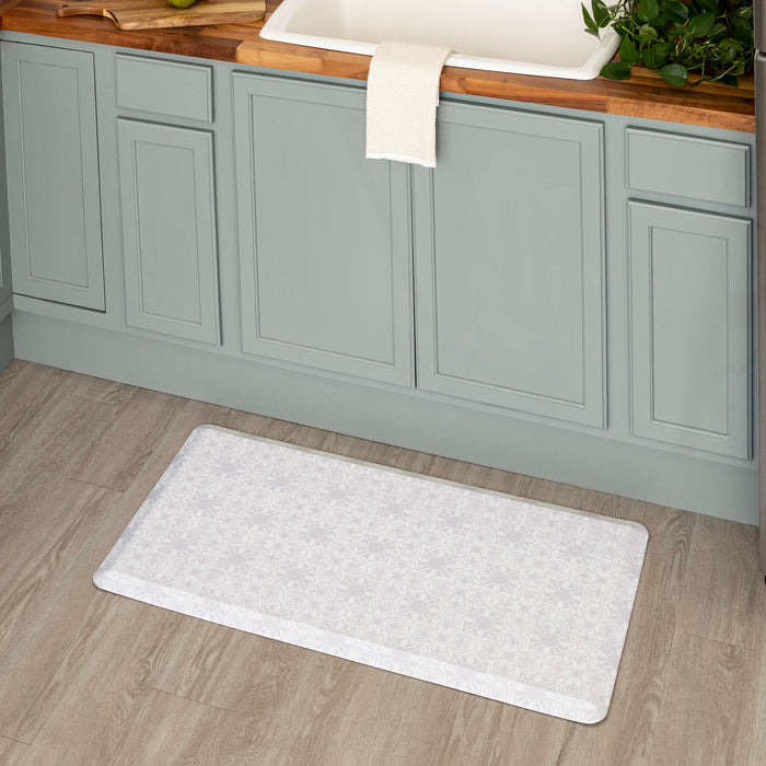 Ornate Tiles Taupe and White Mat