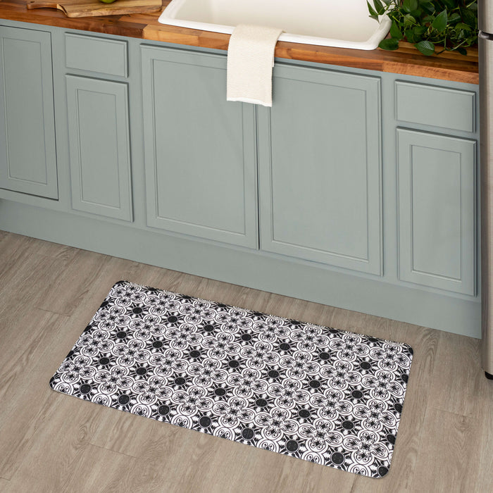 Ornate Tiles Black and White Mat
