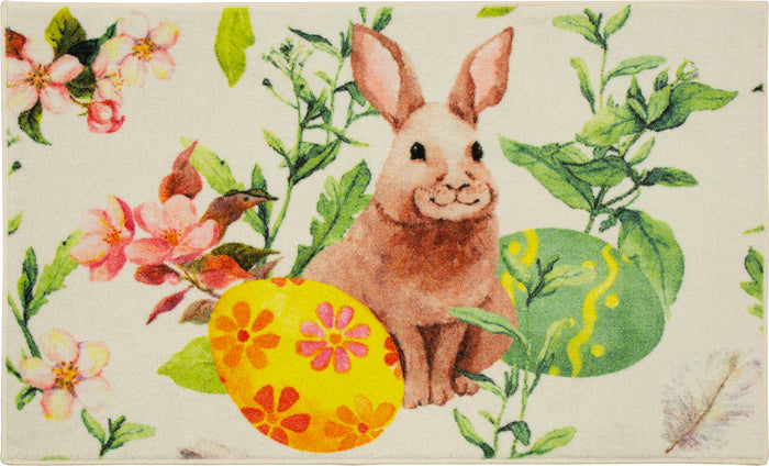 Floral Easter Bunny White Mat