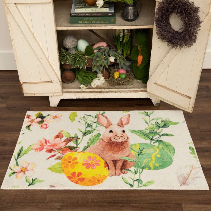 Floral Easter Bunny White Mat