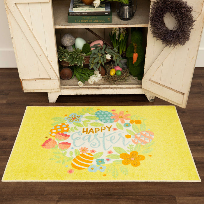 Easter Floral Wreath Yellow Mat