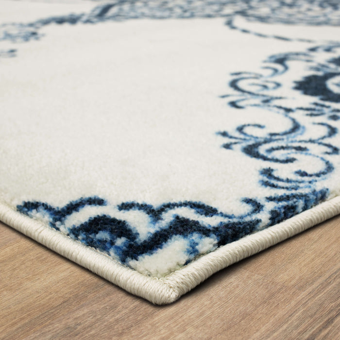 Technicolor Johnston White & Blue Area Rug