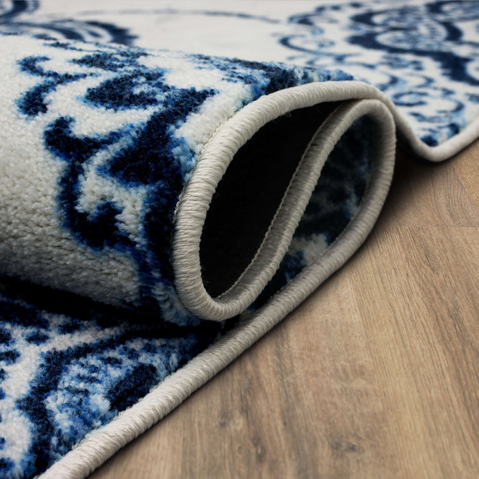 Technicolor Johnston White & Blue Area Rug