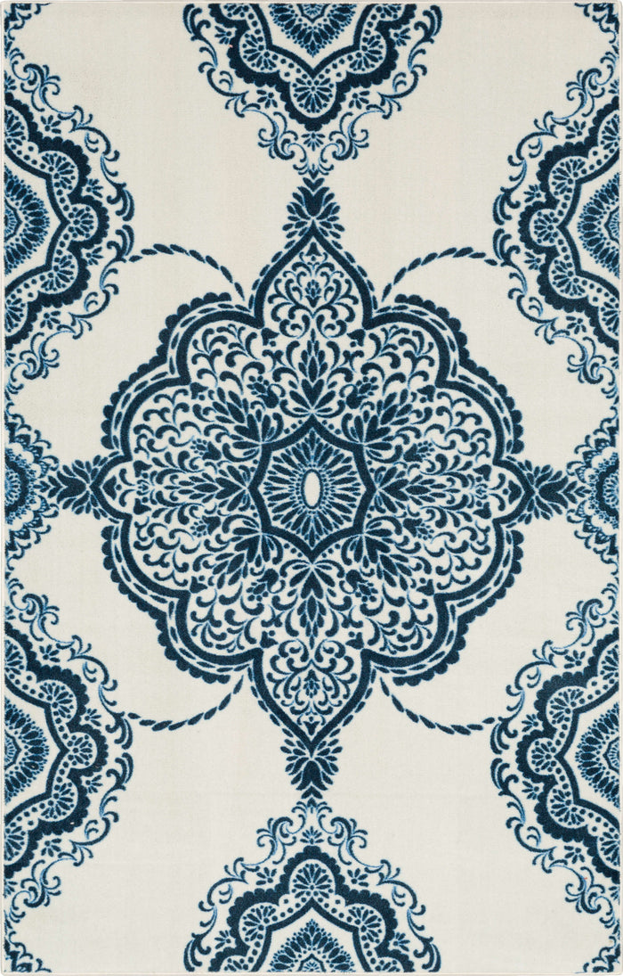 Technicolor Johnston White & Blue Area Rug