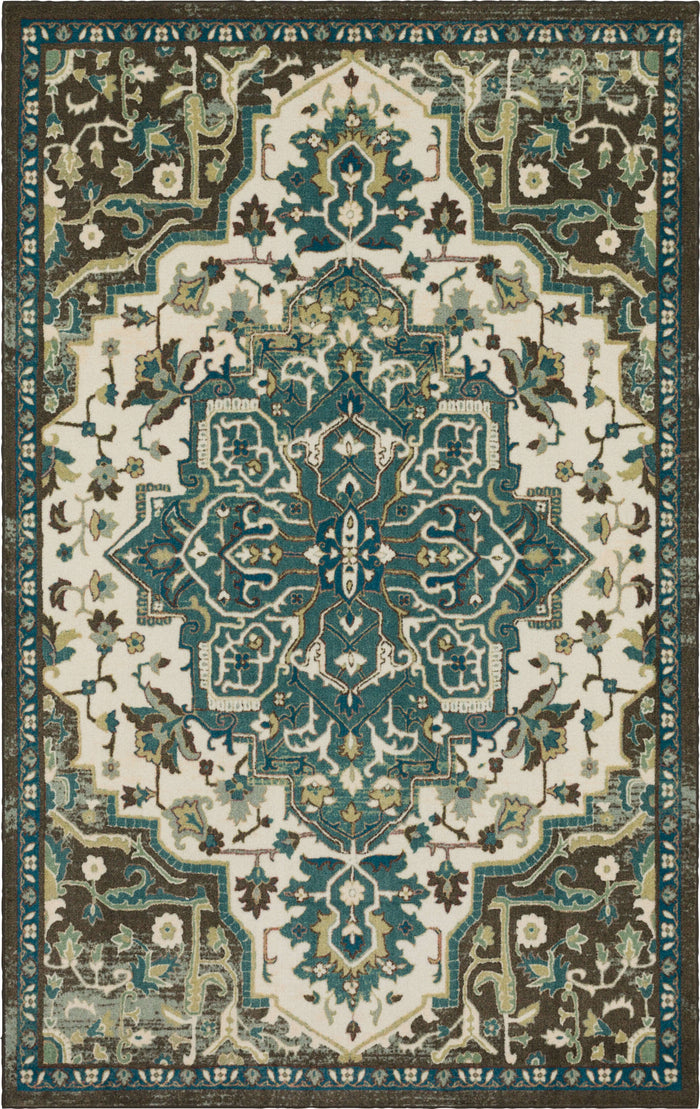 Technicolor Emilie Green & Brown Area Rug