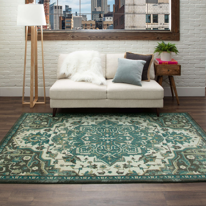 Technicolor Emilie Green & Brown Area Rug