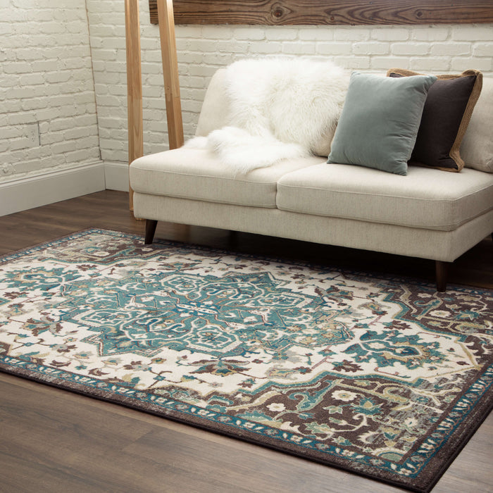 Technicolor Emilie Green & Brown Area Rug