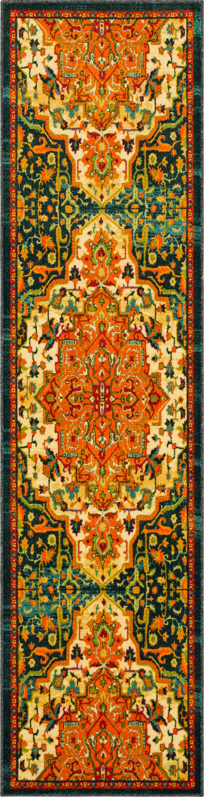 Technicolor Emilie Green & Orange Area Rug