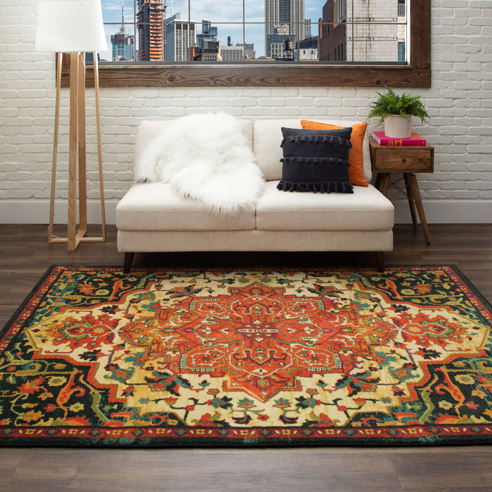 Technicolor Emilie Green & Orange Area Rug