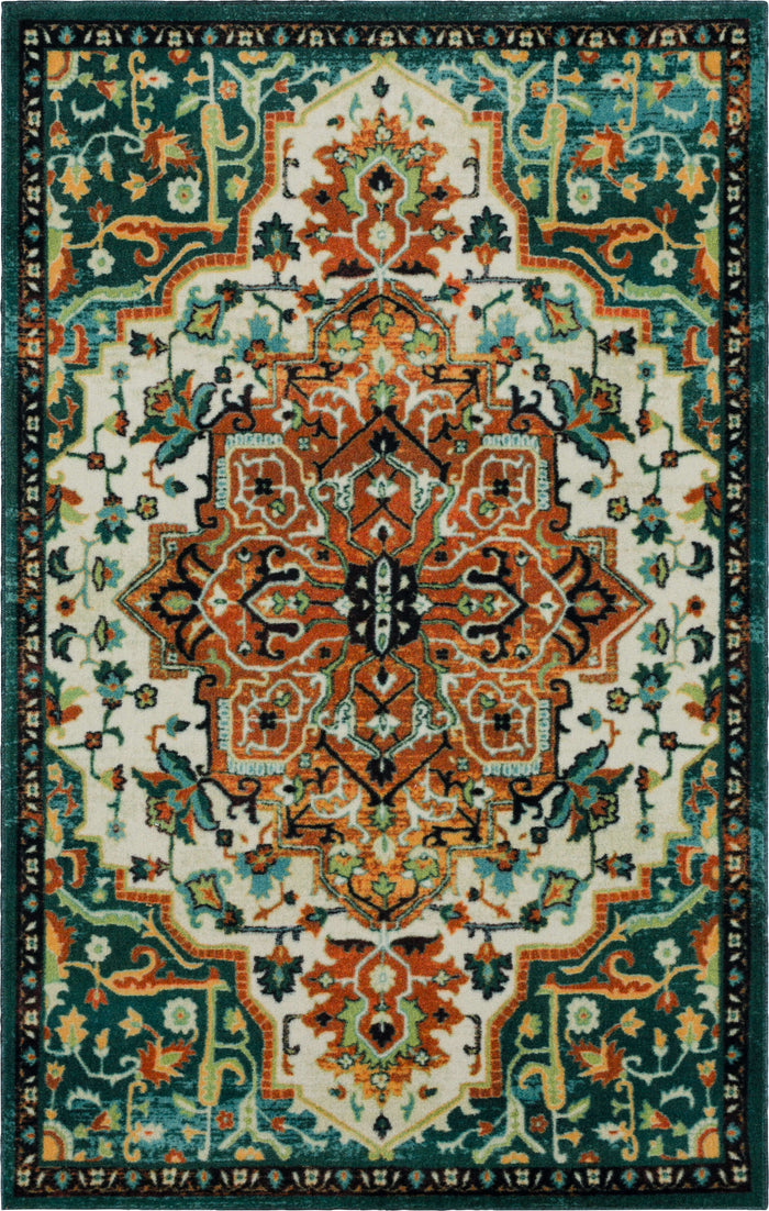 Technicolor Emilie Green Area Rug