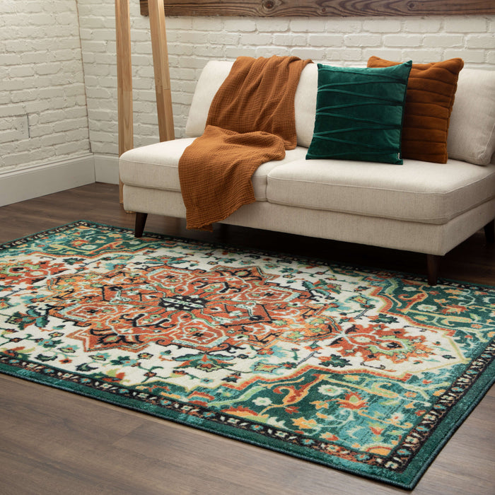 Technicolor Emilie Green Area Rug
