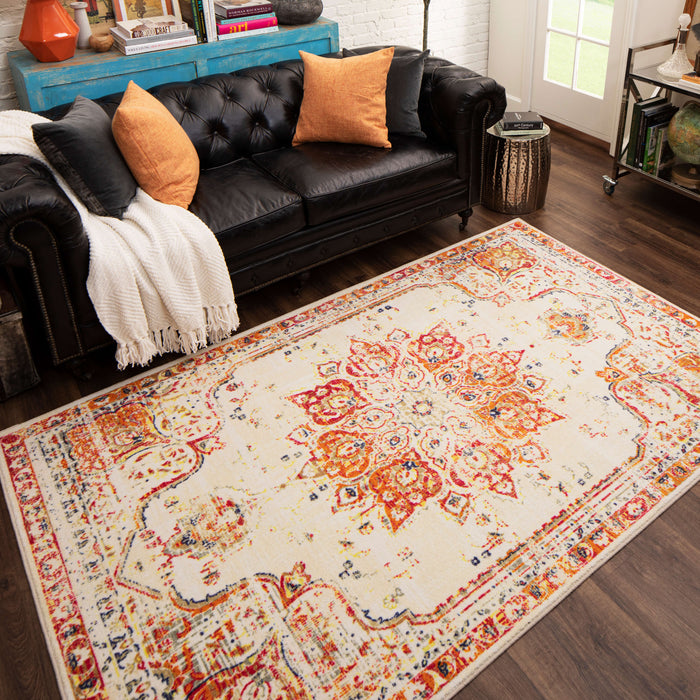 Technicolor Ember Red Area Rug