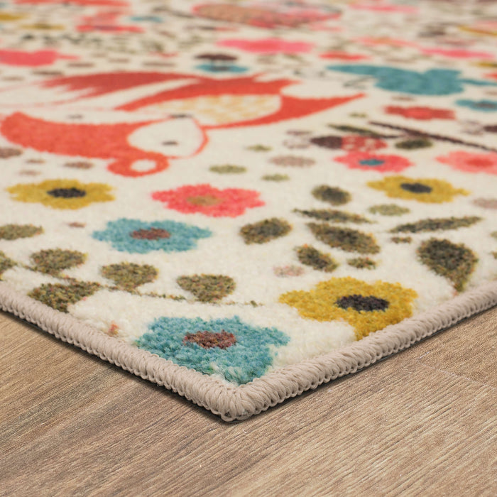 Technicolor Charmed White & Orange Area Rug