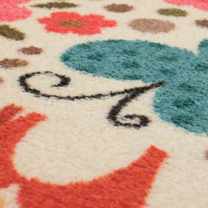Technicolor Charmed White & Orange Area Rug