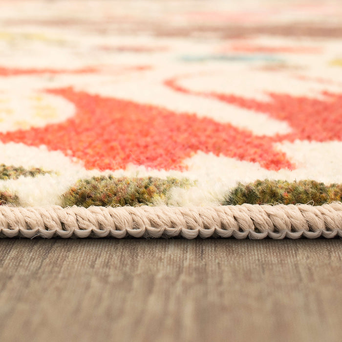 Technicolor Charmed White & Orange Area Rug