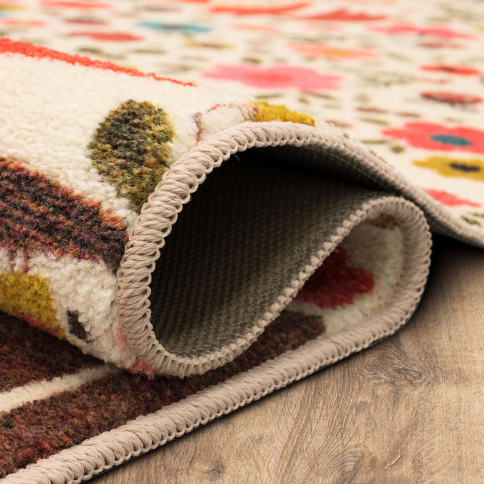 Technicolor Charmed White & Orange Area Rug