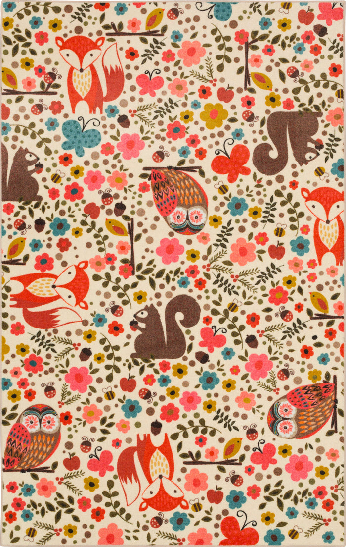 Technicolor Charmed White & Orange Area Rug