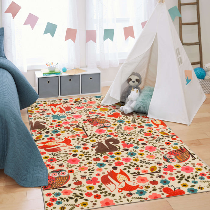 Technicolor Charmed White & Orange Area Rug