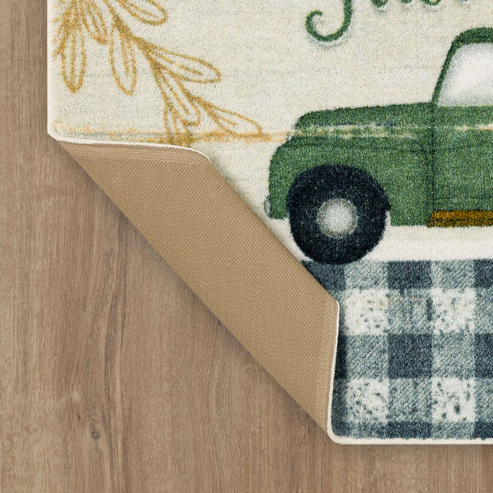 Fall Harvest Truck Gray Accent Rug