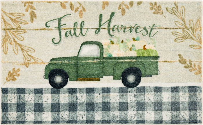 Fall Harvest Truck Gray Accent Rug