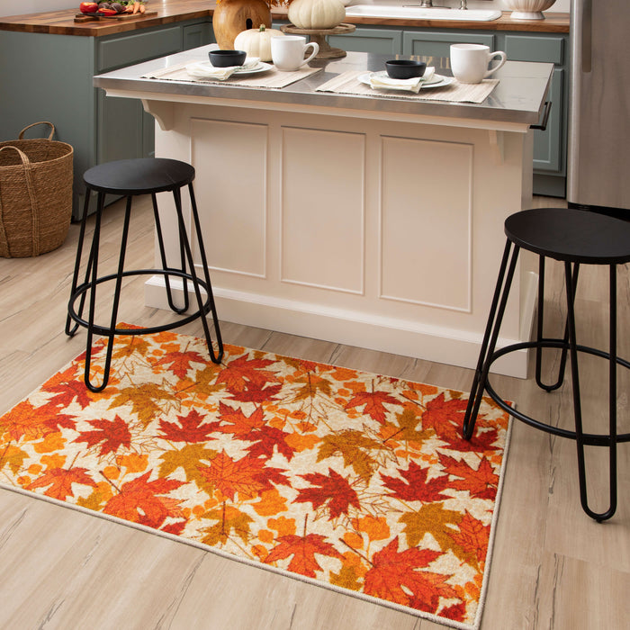 Autumn Leaves Orange Accent Rug