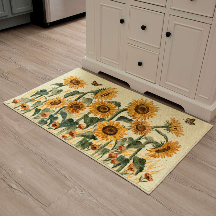 Autumn Sunflowers Gold Accent Rug