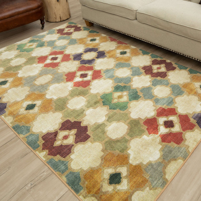 Technicolor Anthony White & Yellow Area Rug
