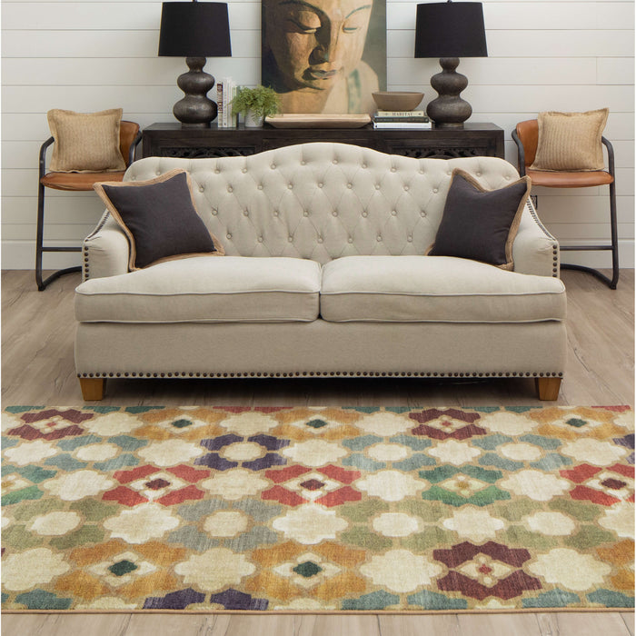 Technicolor Anthony White & Yellow Area Rug