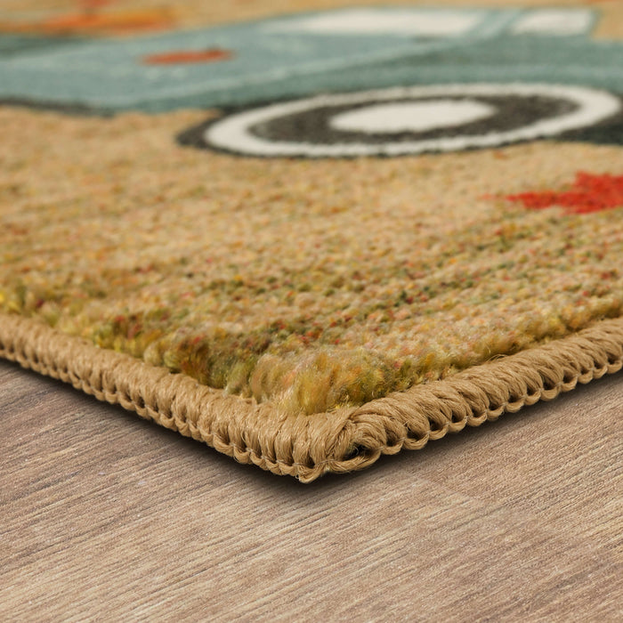 Fall Farm Truck Tan Accent Rug