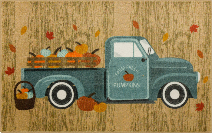 Fall Farm Truck Tan Accent Rug